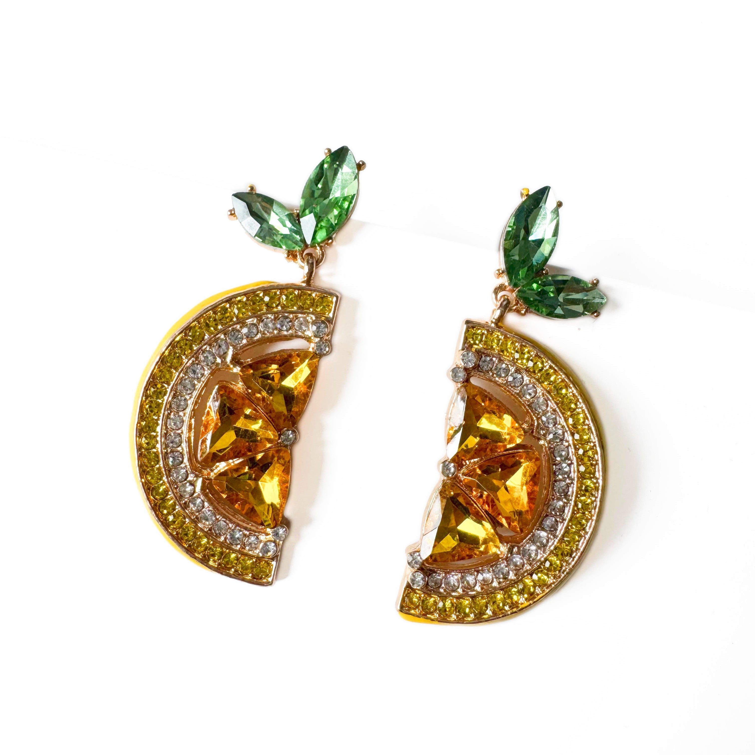 Anais Jewelled Bold Statement Lemon Slice Earrings LUXE TONES