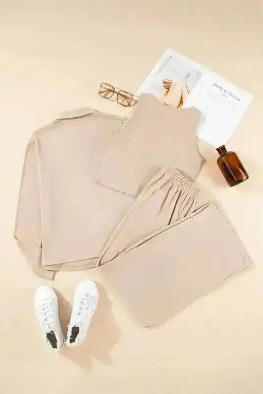3-Piece Loungewear Set Cozy Knit Fashionfitz