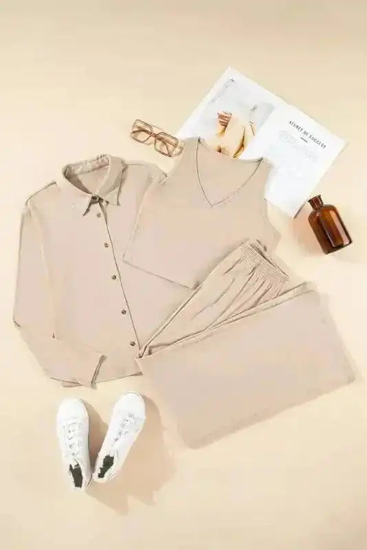 3-Piece Loungewear Set Cozy Knit Fashionfitz