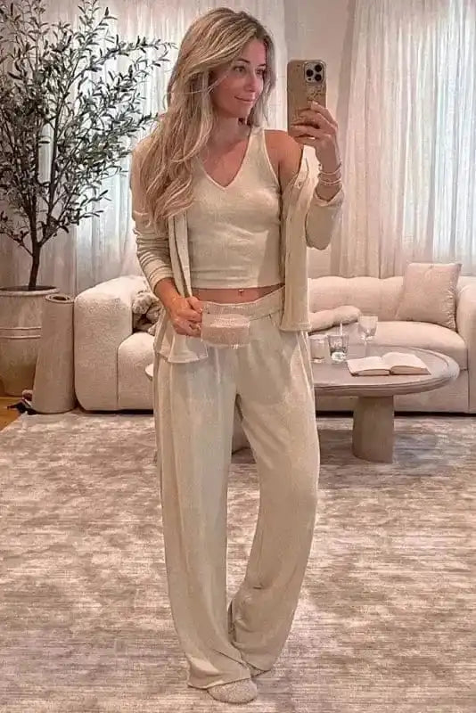 3-Piece Loungewear Set Cozy Knit Fashionfitz