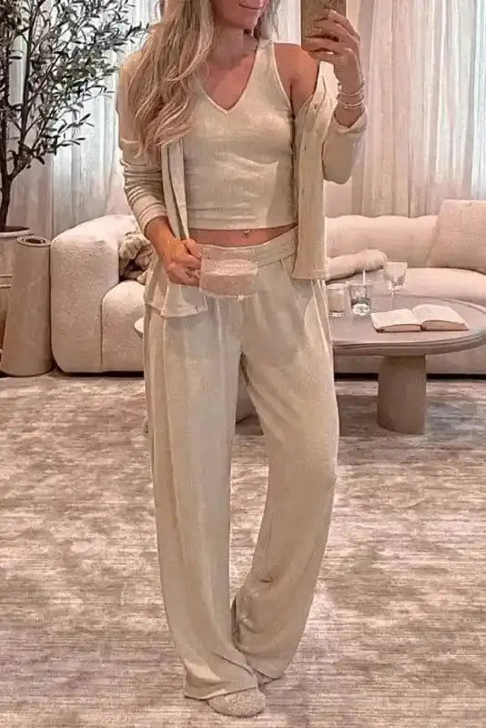 3-Piece Loungewear Set Cozy Knit Fashionfitz