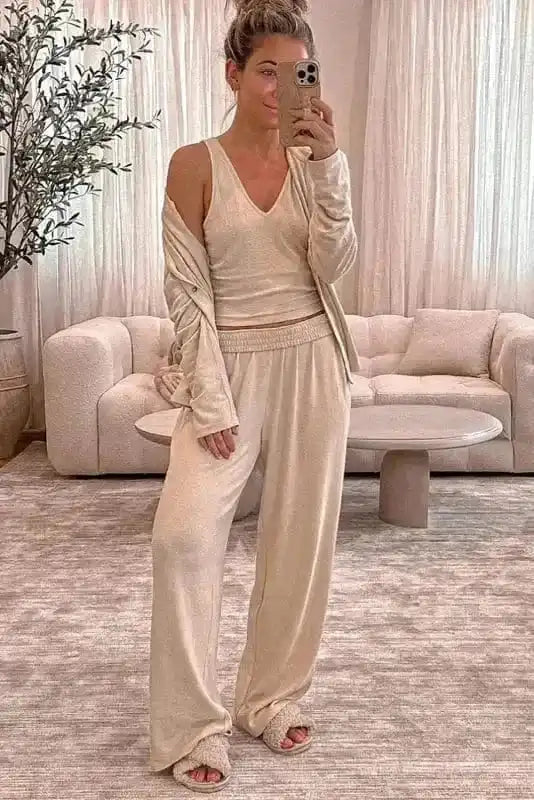 3-Piece Loungewear Set Cozy Knit Fashionfitz